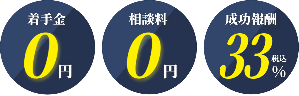 着手金0円 相談料0円 成功報酬税込33%